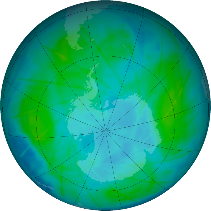 Antarctic ozone map for 18 January 2011